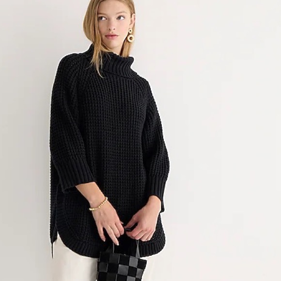 J.CREW Turtleneck Cotton Poncho NWT Size Medium-Large Black - Picture 5 of 7